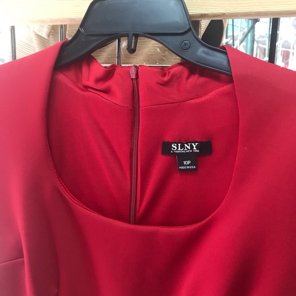 NWT,SL Fashions,Bejeweled Sleeve Dress,red - Picture 11 of 16